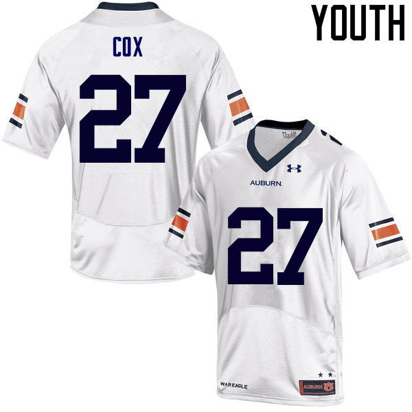 Auburn Tigers Youth Chandler Cox #27 White Under Armour Stitched College NCAA Authentic Football Jersey DSF0174OX